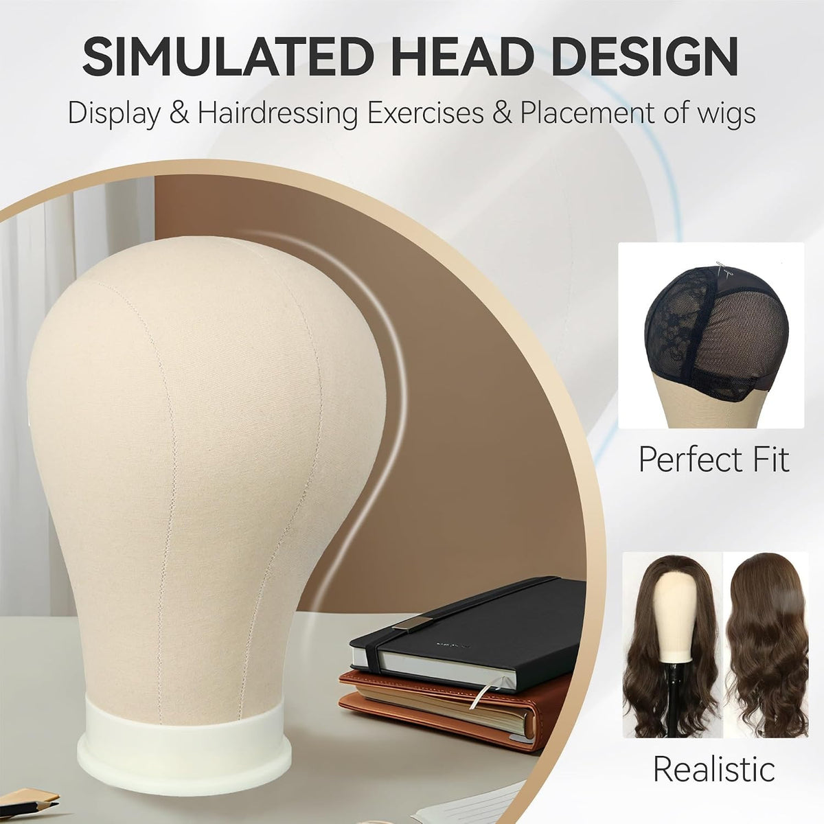 24 Inch Mannequin Head for Wigs Canvas Wig Head with Mount Hole