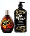 Dark Tanning Lotion with Tingle and Bronzer - Mega Black Tingle Formula 13.5oz & Tan Extender 18.25oz
