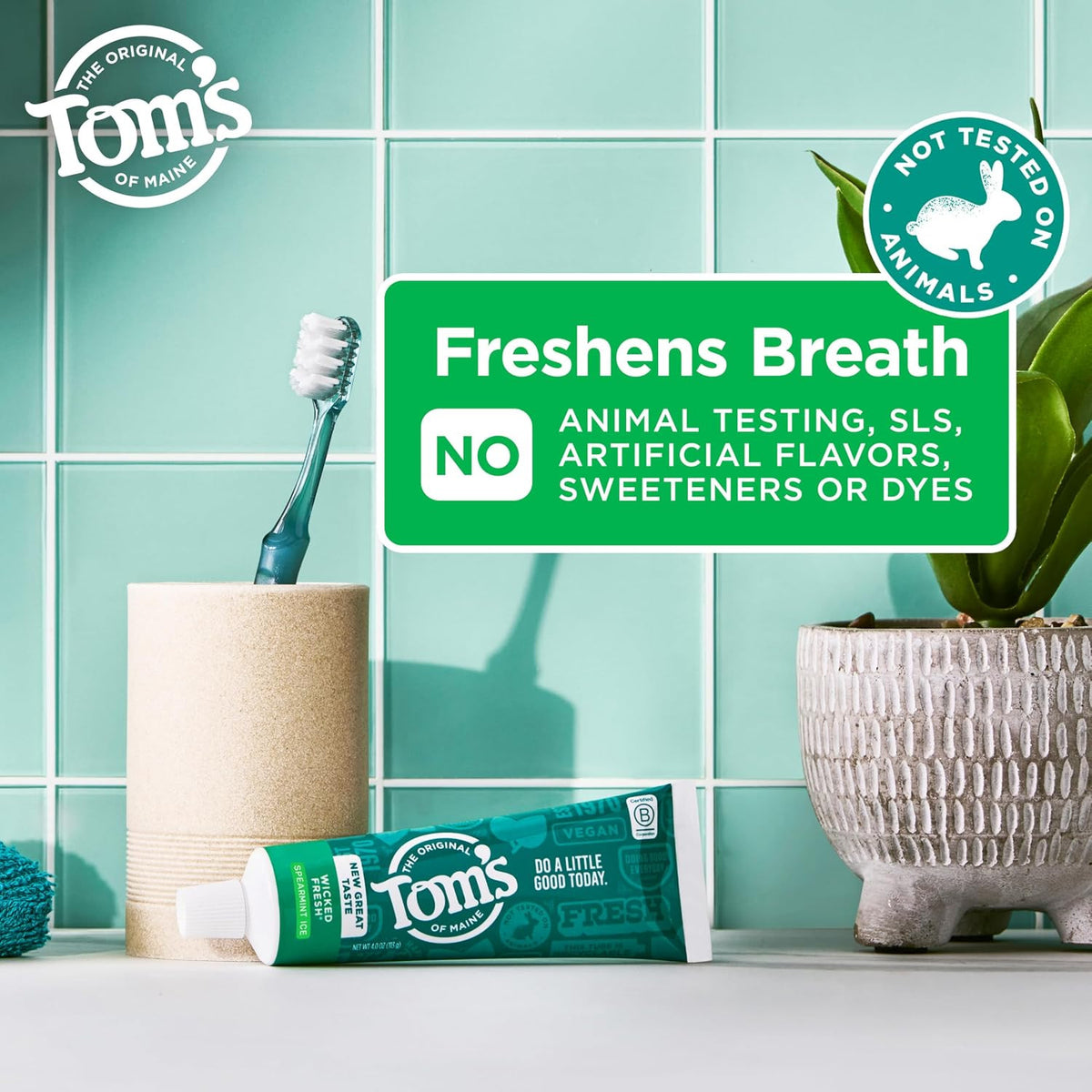 Natural Fluoride Toothpaste for Fresh Breath & Cavity Protection - Spearmint Ice, 4oz, 3 Pack