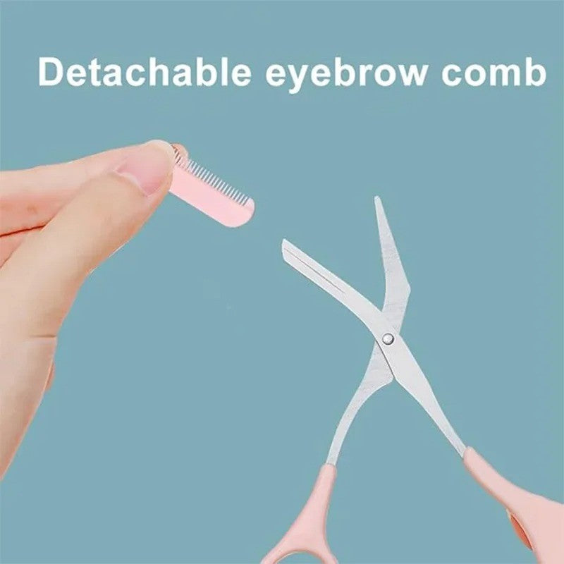 Eyebrow Trimmer Set with Curved Razor & Precision Scissors - Facial Grooming Tool