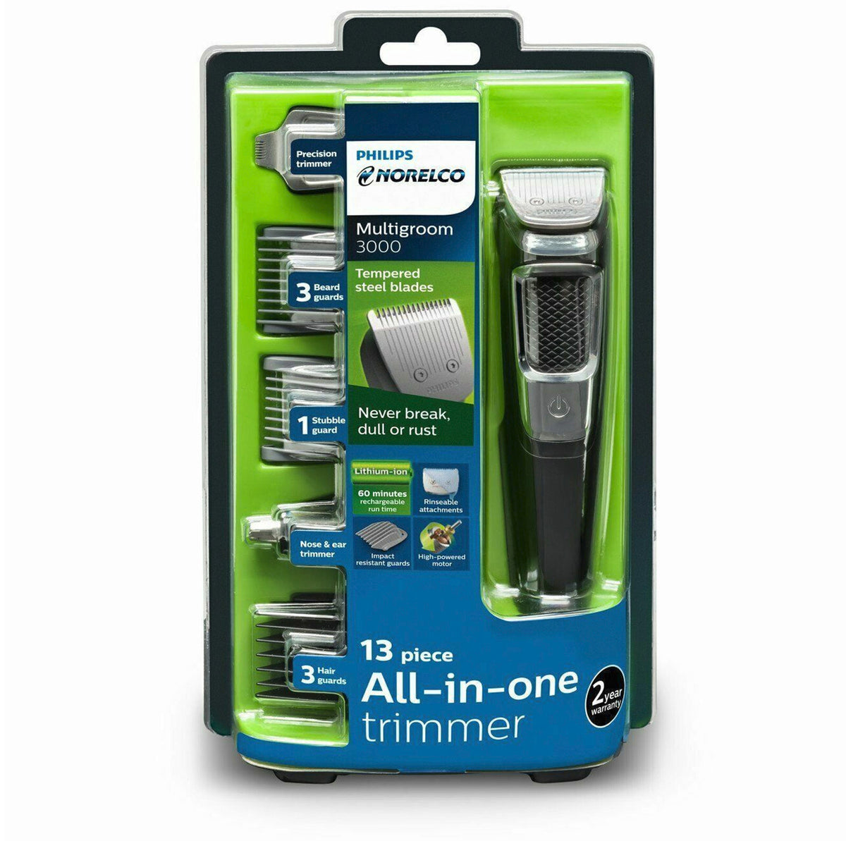 Multigroom Hair Clipper and Beard Trimmer with Nose & Ear Attachments