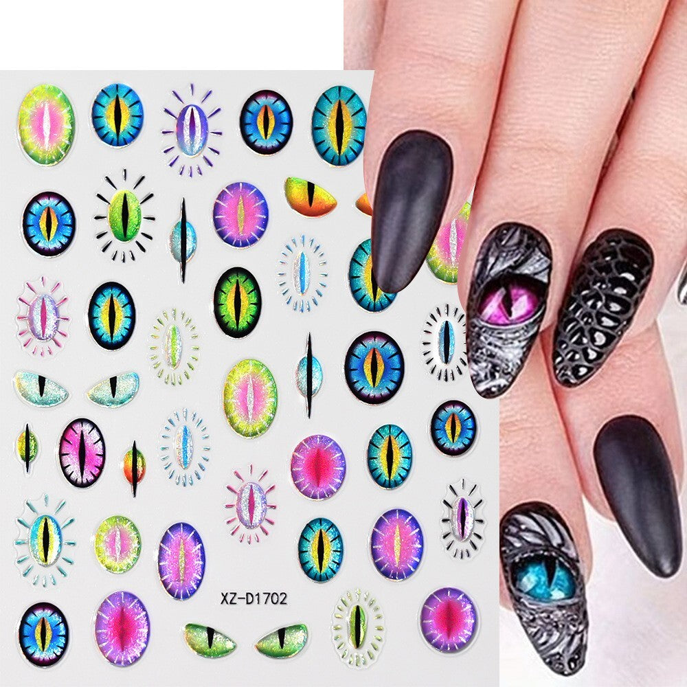 4Pcs Self-Adhesive Evil Eye Nail Stickers for Halloween Nail Art