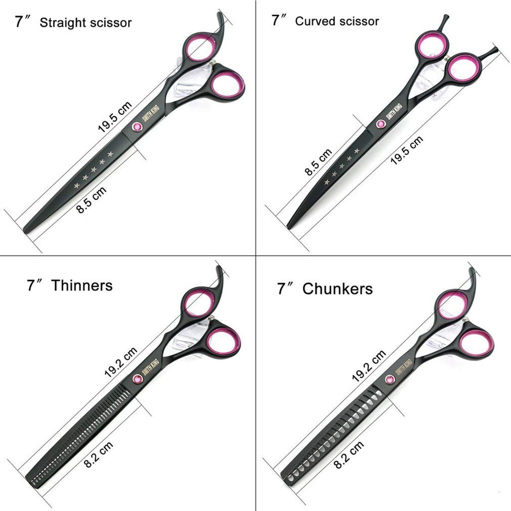 7-Inch Professional Dog Grooming Scissors Set with Straight, Thinning & Curved Blades