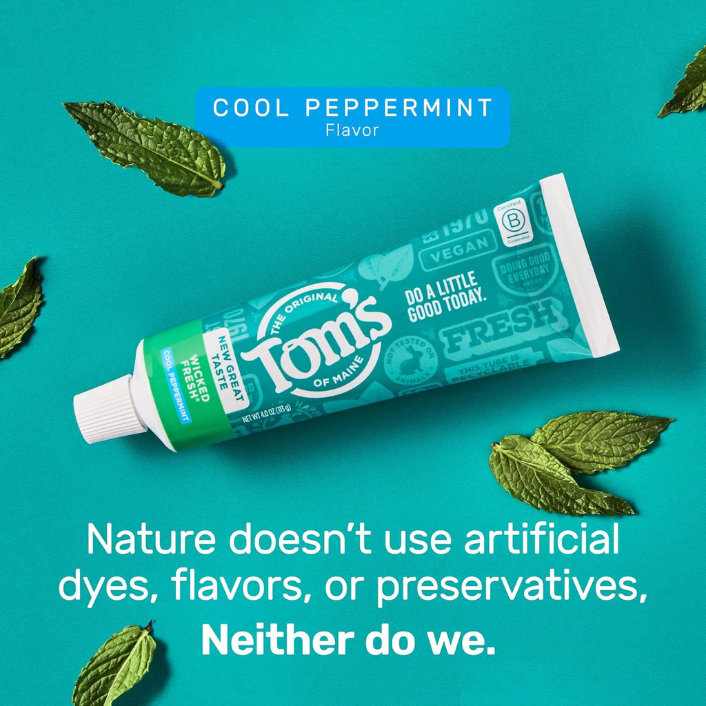 Natural Fluoride Toothpaste Cool Peppermint 3 Pack - Freshens Breath & Fights Cavities