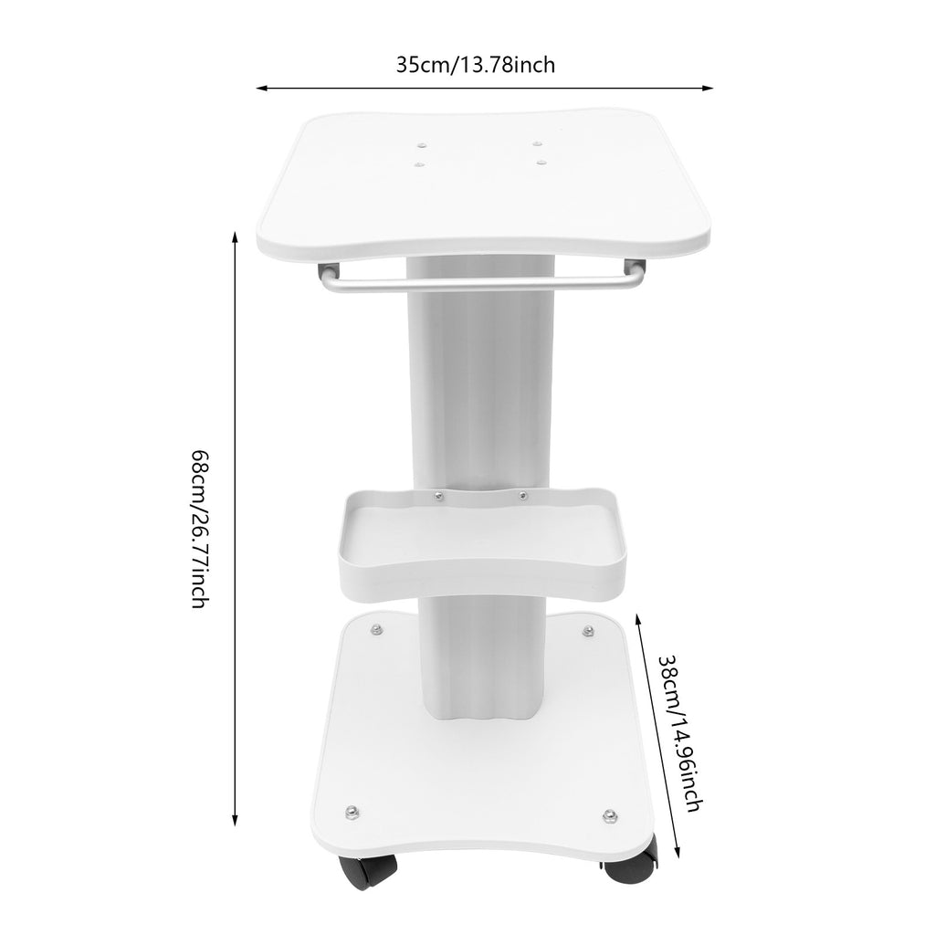Salon Trolley Cart for Beauty Machines, Mobile Rolling Stand, White