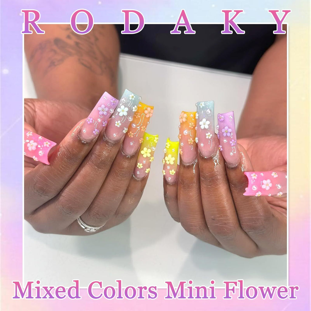 Colorful 3D Flower Nail Charms with Butterfly Accents for Nails Art