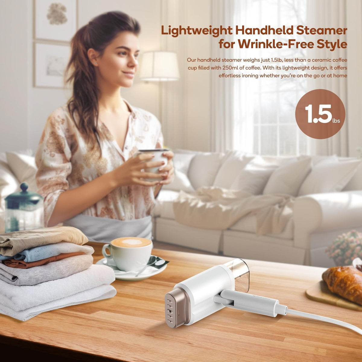 1200W Travel Garment Steamer with Horizontal & Vertical Steam, Foldable Light Portable