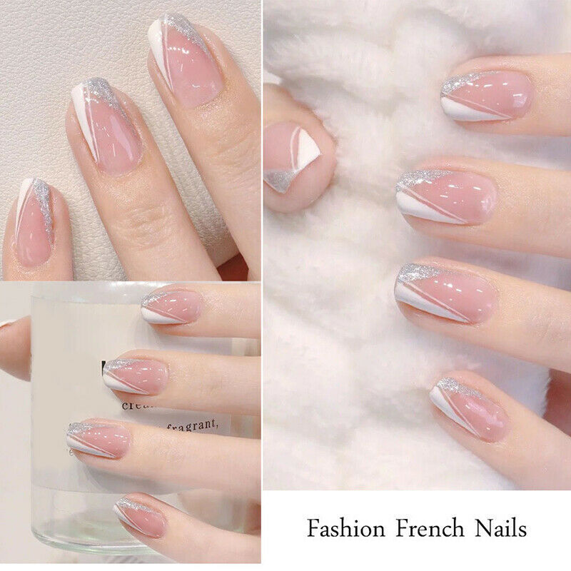 3D Glitter French Tip Nail Art Stickers - Manicure Edge Decorations