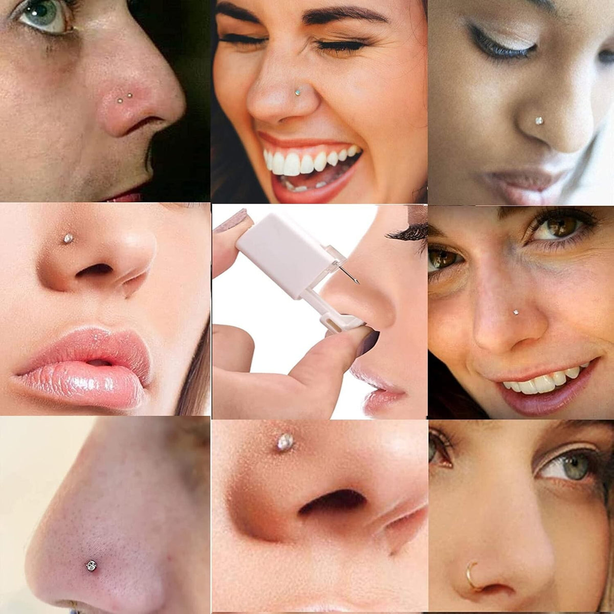 Disposable Nose Piercing Kit with 2 Guns, 2 Studs & 10 Rings – Model 1/2