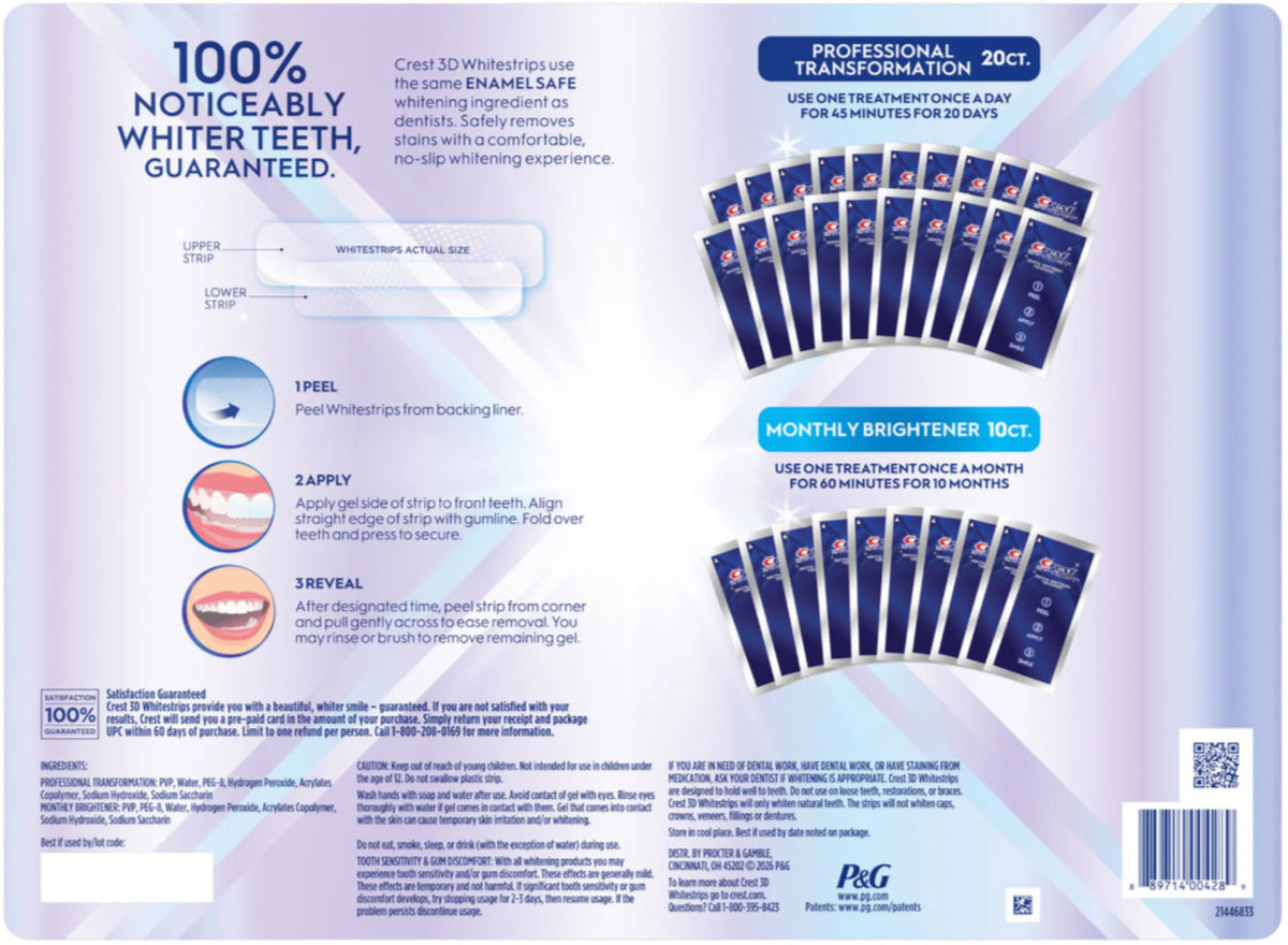 Crest 3D Whitestrips Kit with 60 Strips and Bonus Brightener