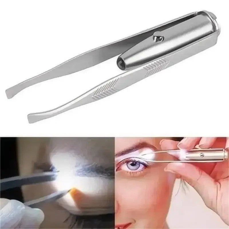 Electric LED Eyebrow Tweezers with Light Precision Makeup Tool