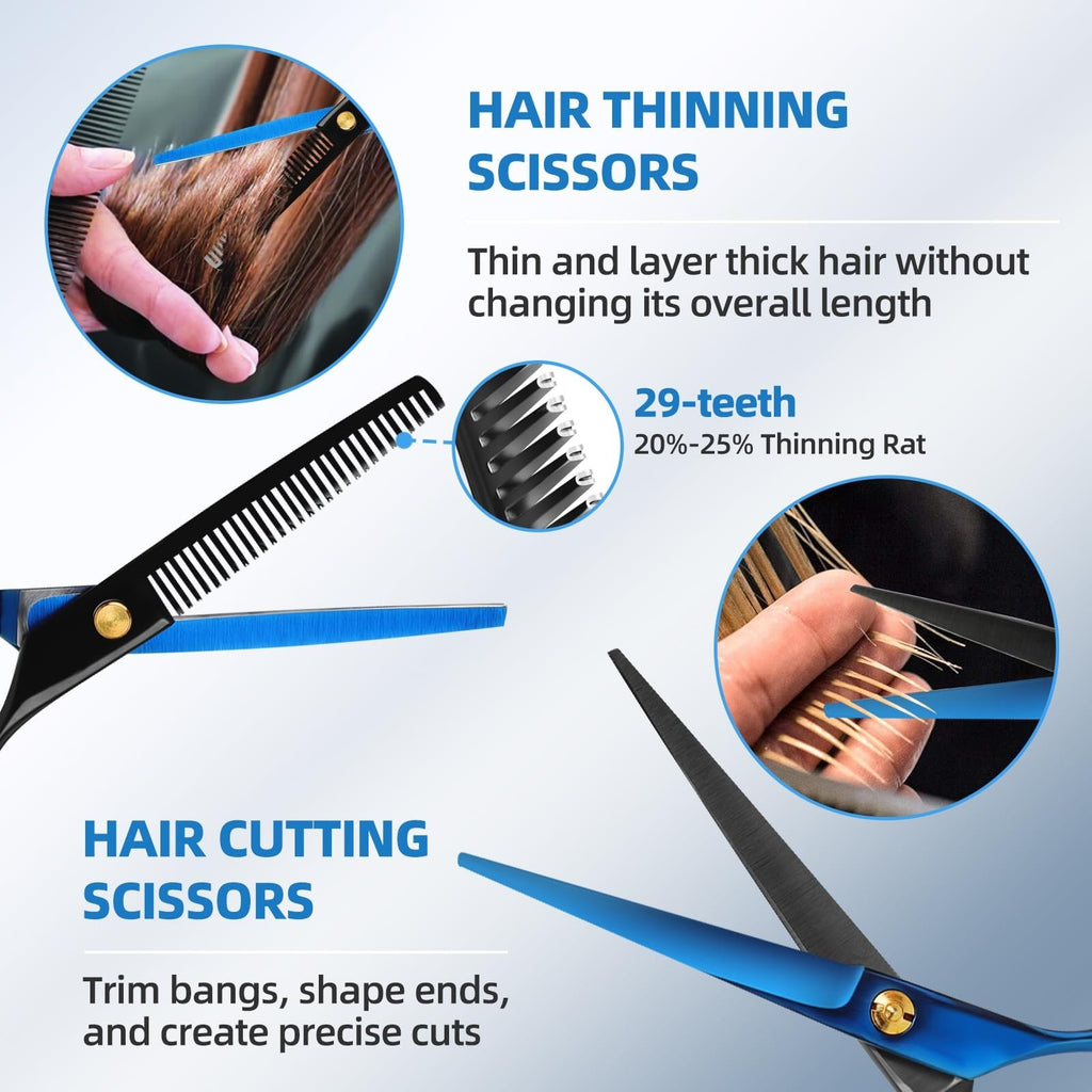 Professional Hair Cutting Scissors Kit 6.5 Inch Barber & Styling Shears