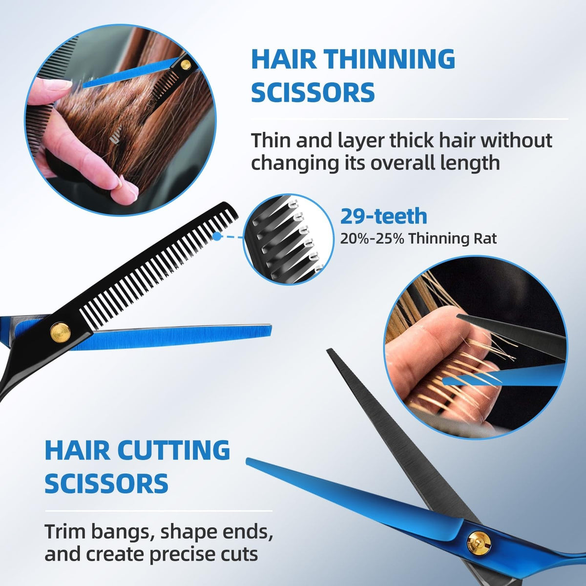 Professional Hair Cutting Scissors Kit 6.5 Inch Barber & Styling Shears