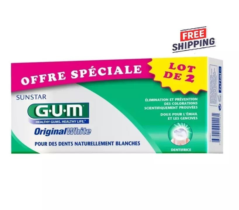 Sunstar GUM Original White Toothpaste 2 Pack 75ml - Fluoride & Enamel Protection