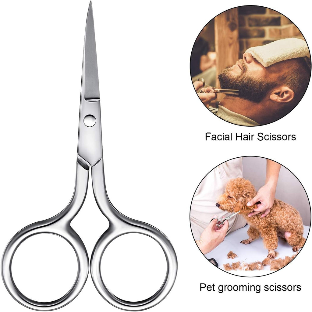 3 Pack Stainless Steel Eyebrow and Nose Hair Scissors with Straight Tips
