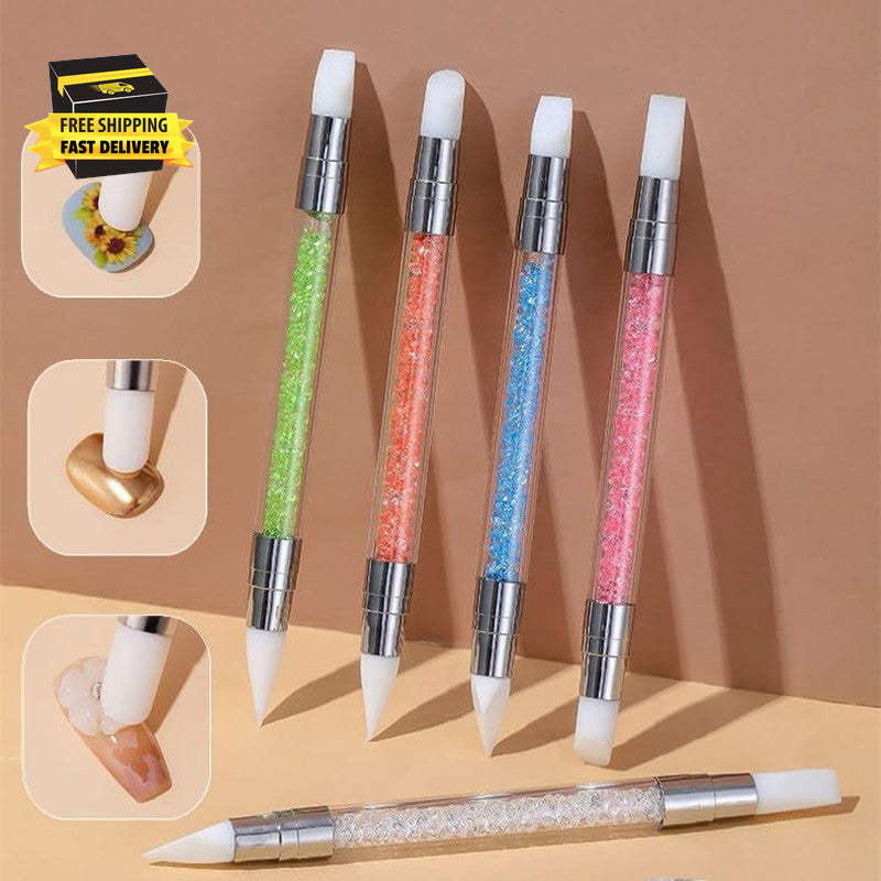 5Pcs Nail Sculpture Pen Set - Dual-Ended Silicone Nail Art Tools for Acrylic & Design