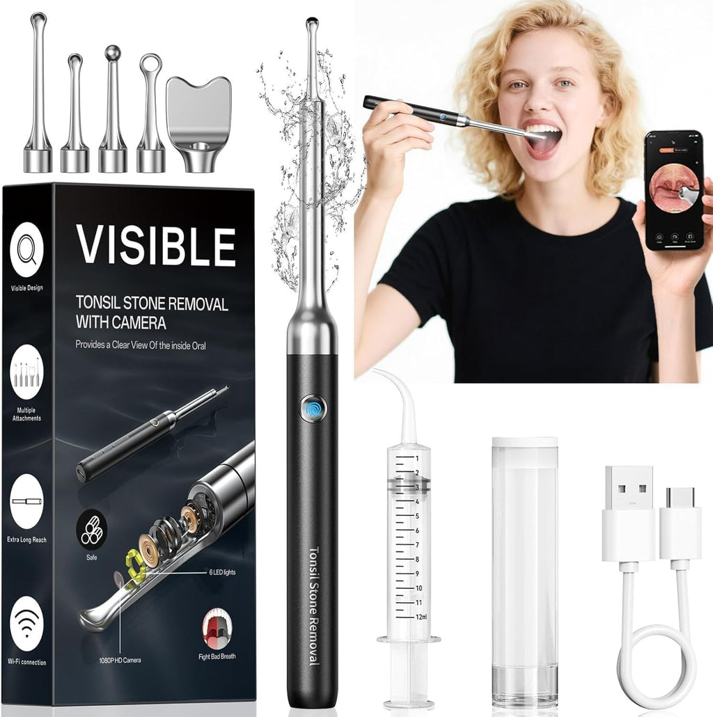 Visual Tonsil Stone Remover Kit with Camera and LED Light