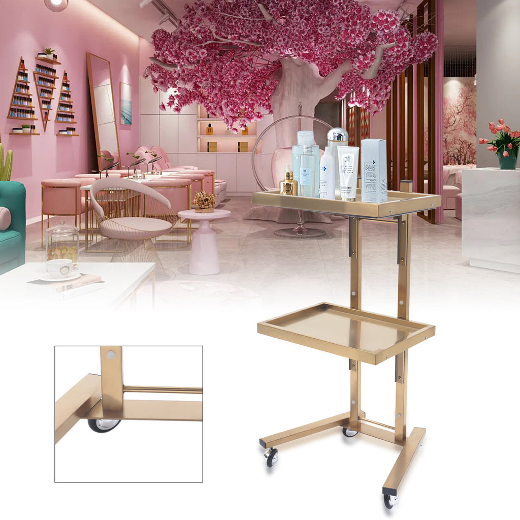 Foldable Salon Trolley Cart with Gold Finish for Studios & Tattoo Shops