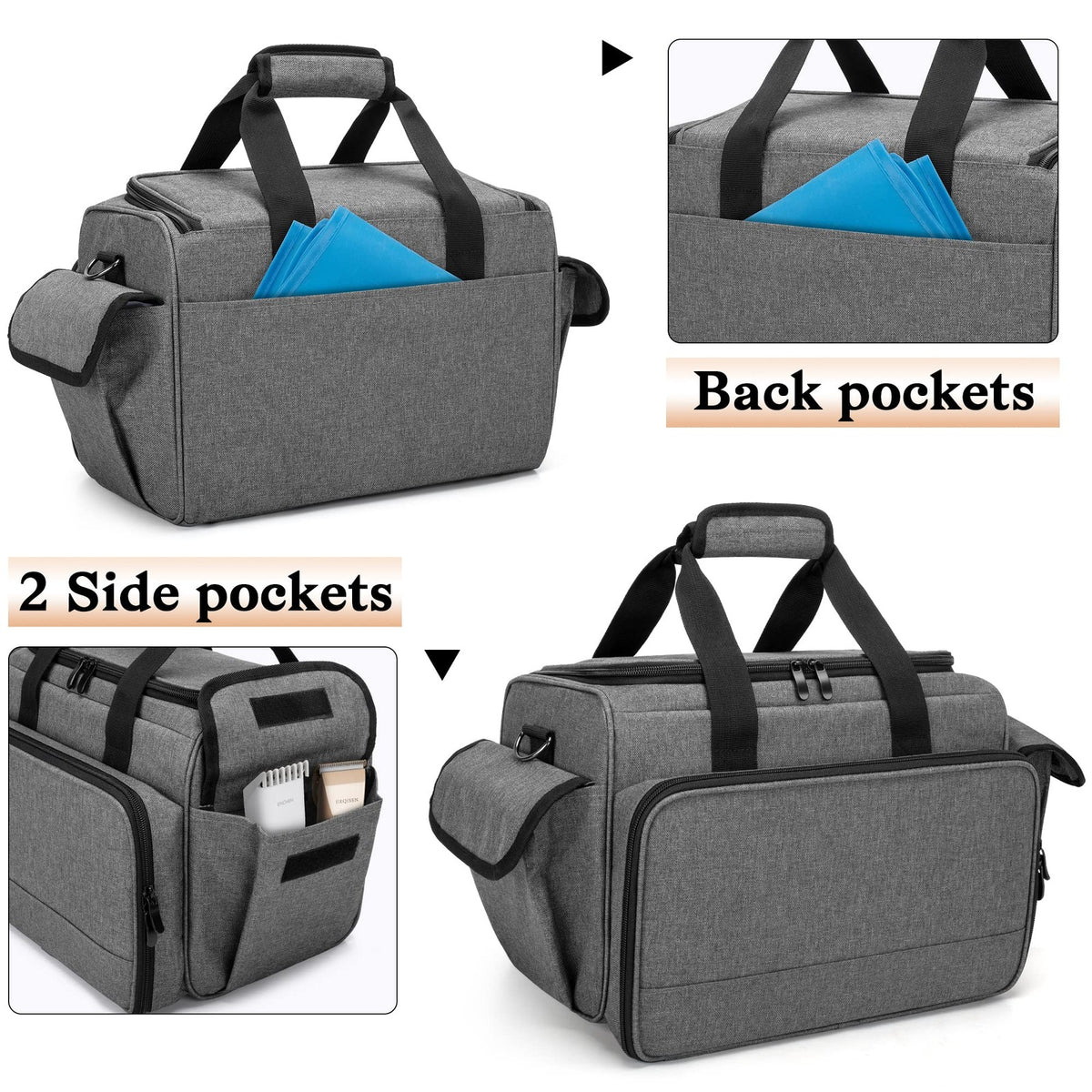 Hairdresser Bag with Adjustable Dividers Travel Barber Case Gray
