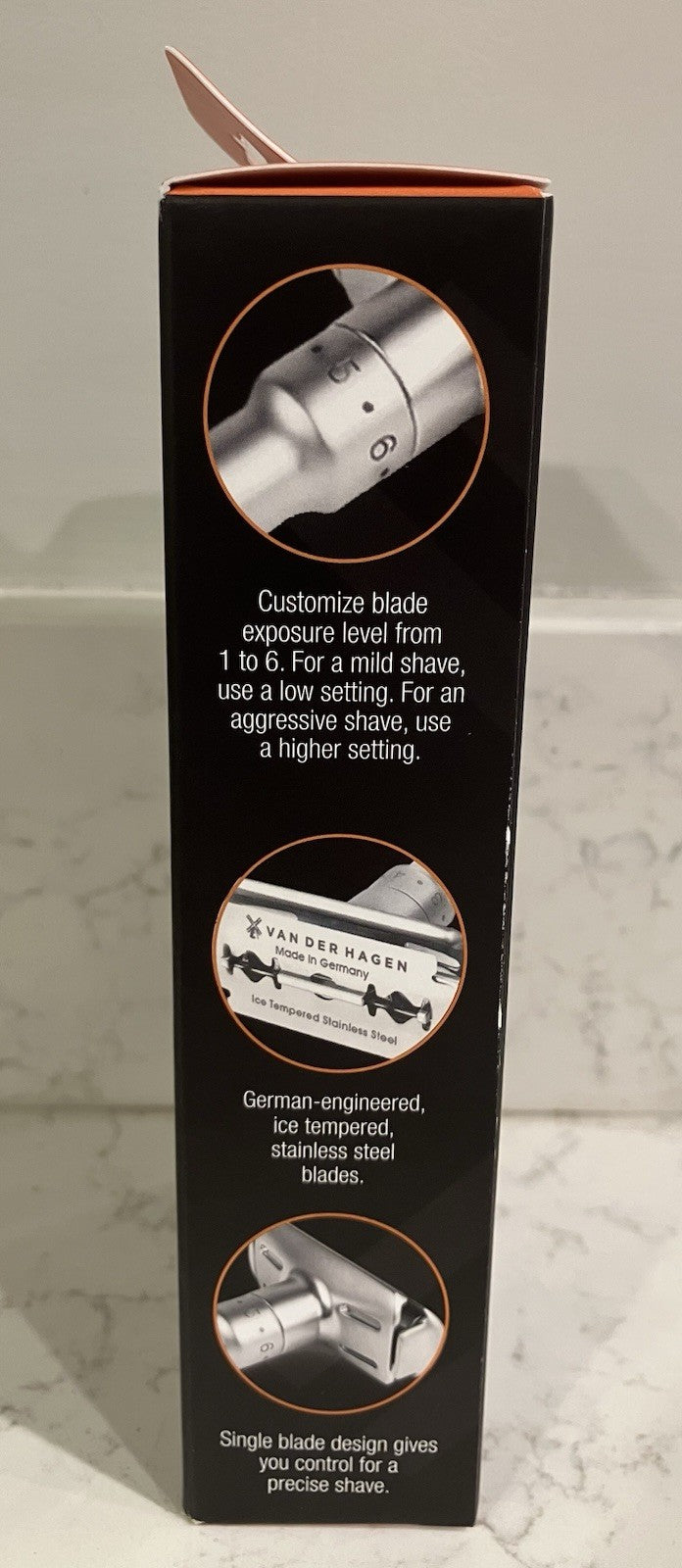 Van Der Hagen Adjustable Safety Razor with 5 Blades & Shave Butter Sample