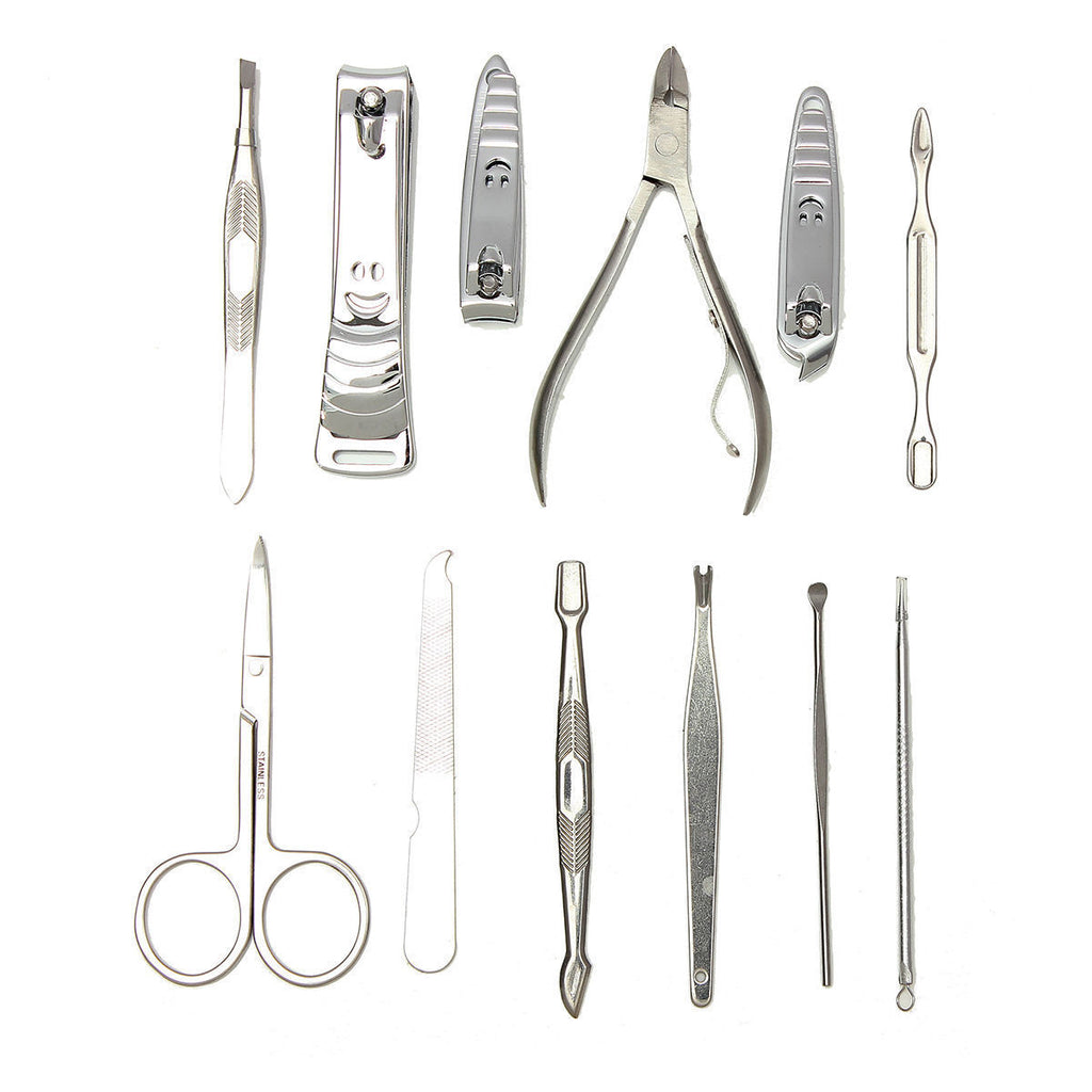 12-Piece Manicure Pedicure Nail Clipper Set with Case and Grooming Tools
