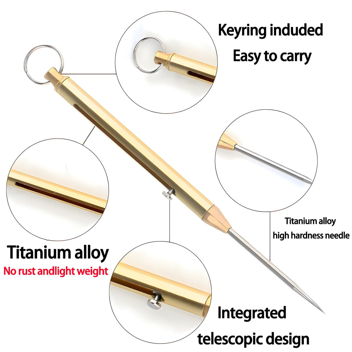 Portable Titanium Toothpick Set - Reusable Pocket Toothpick with Keyring