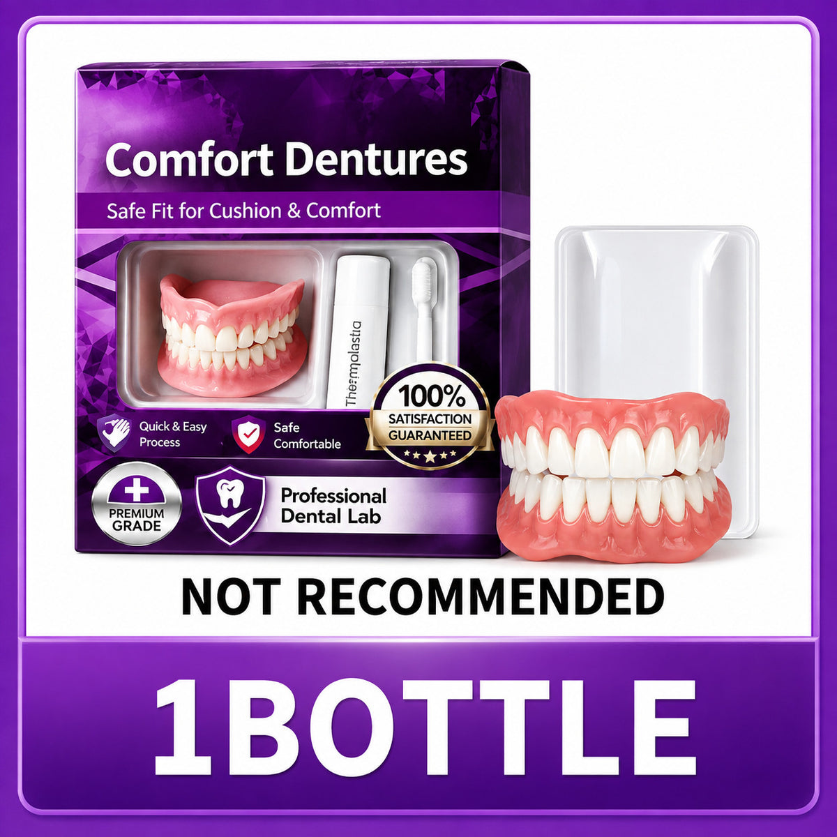 Full Set Natural Silicone Dentures Upper & Lower Comfort Fit - Cosmetic Tooth Replacement