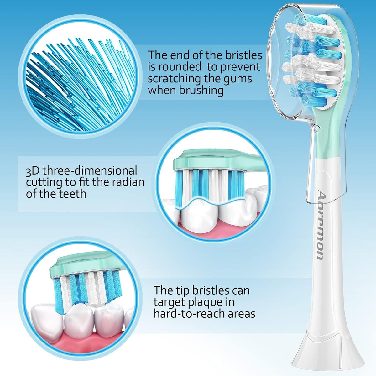 Aoremon Replacement Toothbrush Heads for Philips Sonicare C3 - 6 Pack White