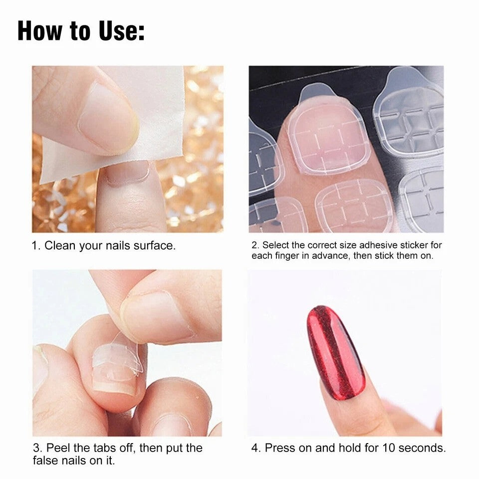 Double-Sided Nail Glue Tape Stickers Waterproof Nail Art Adhesive Tabs