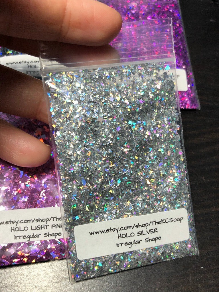 Solvent Resistant Silver Holo Glitter for Nail Art and Crafts 50g
