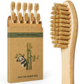 Boar Bristle Bamboo Toothbrush 10 Pack - Plastic-Free, Numbered Adult Set