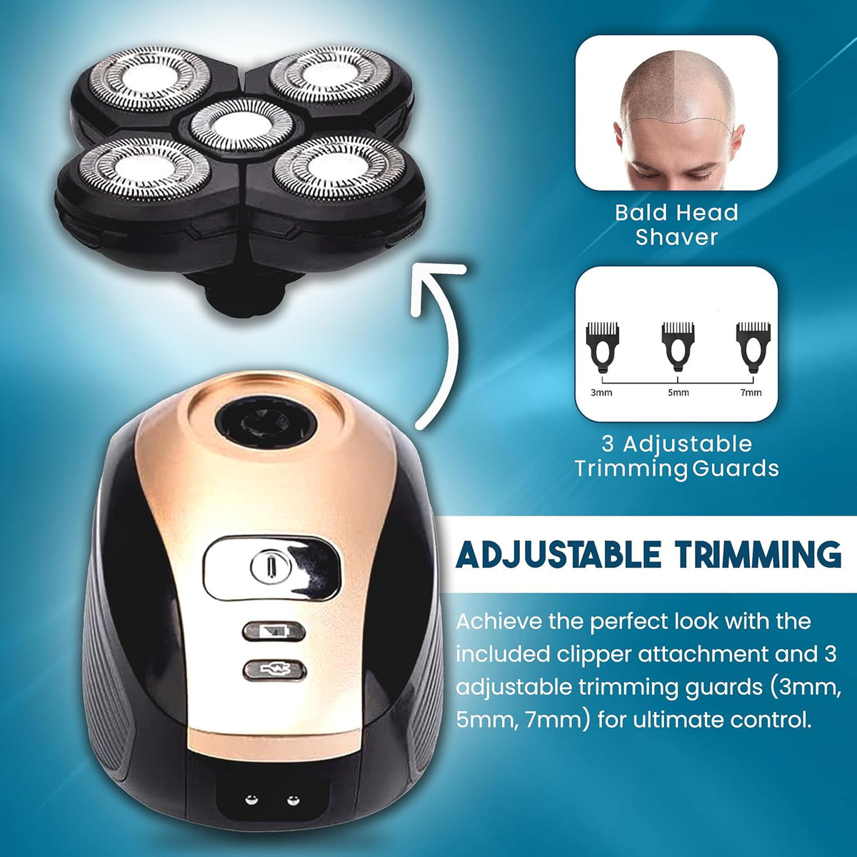 5-in-1 Rotary Electric Shaver & Grooming Kit Waterproof Rechargeable