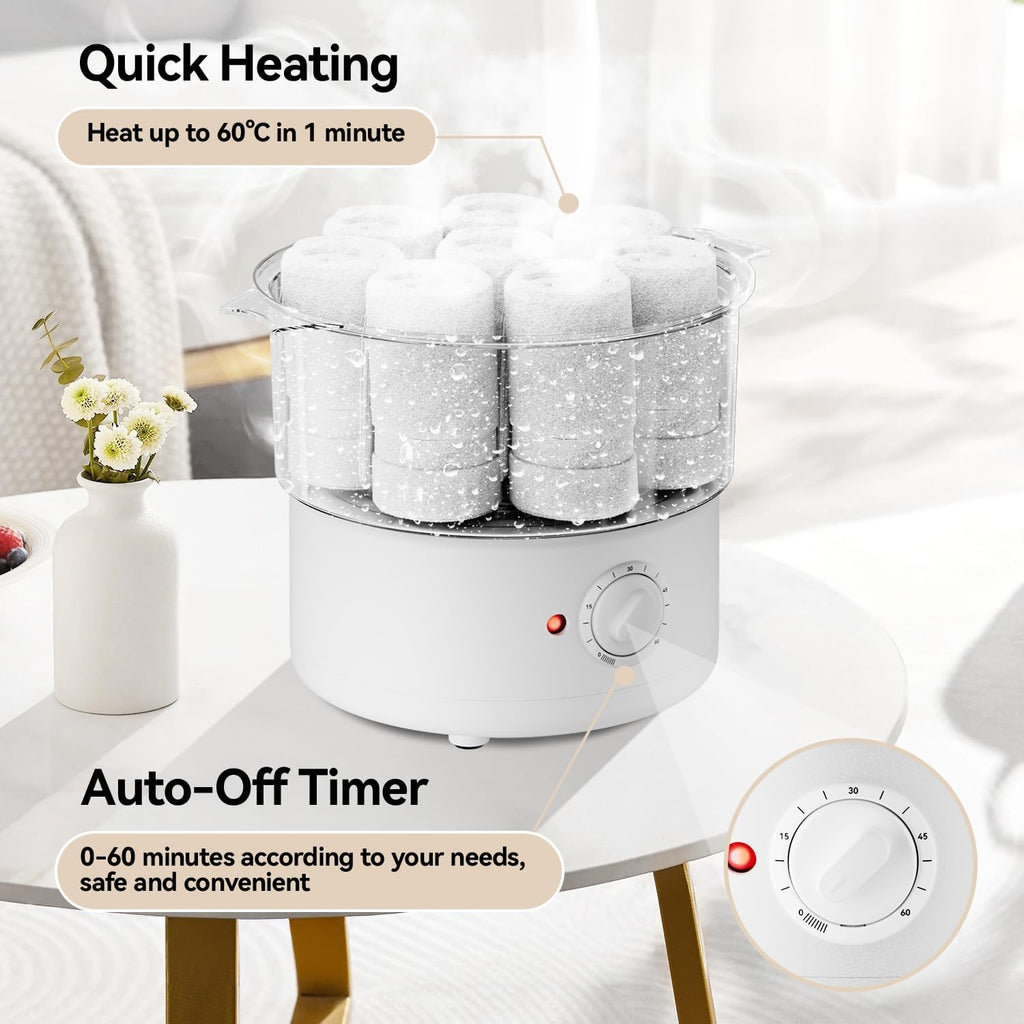 Mini Hot Towel Warmer with 1-Minute Steam and 60°C Heat, Small White