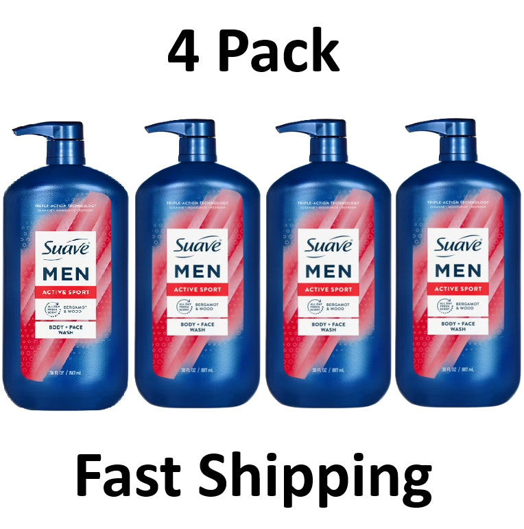 Men's 2-in-1 Body & Face Wash with Glycerin & Vitamin E - 30 fl oz (Pack of 4)