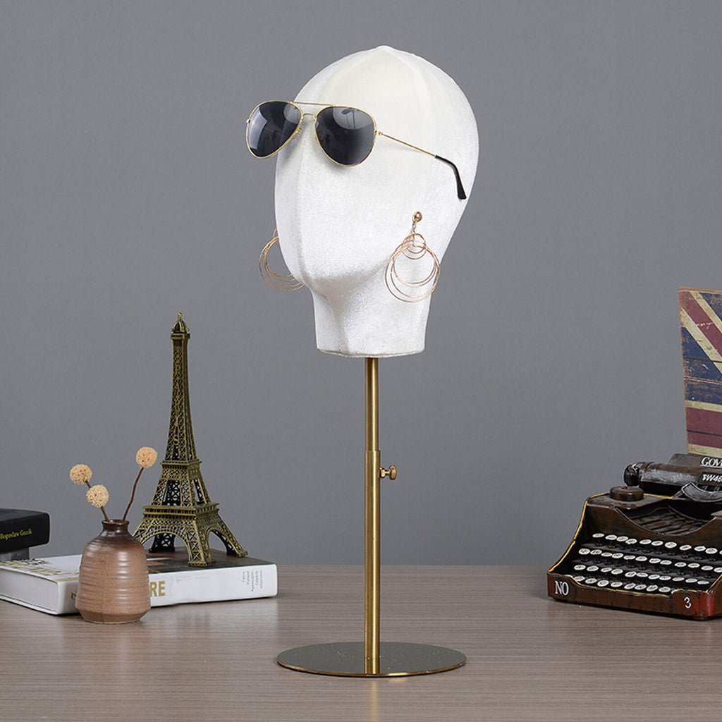 Adjustable Wig Mannequin Head Display Stand for Hats & Wigs - Gold