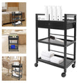 3-Tier Salon Storage Cart with Lockable Drawer, Rolling Beauty Trolley