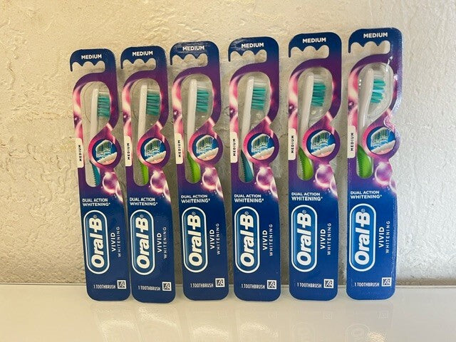 Manual Dual Action Whitening Toothbrushes - 6 Pack