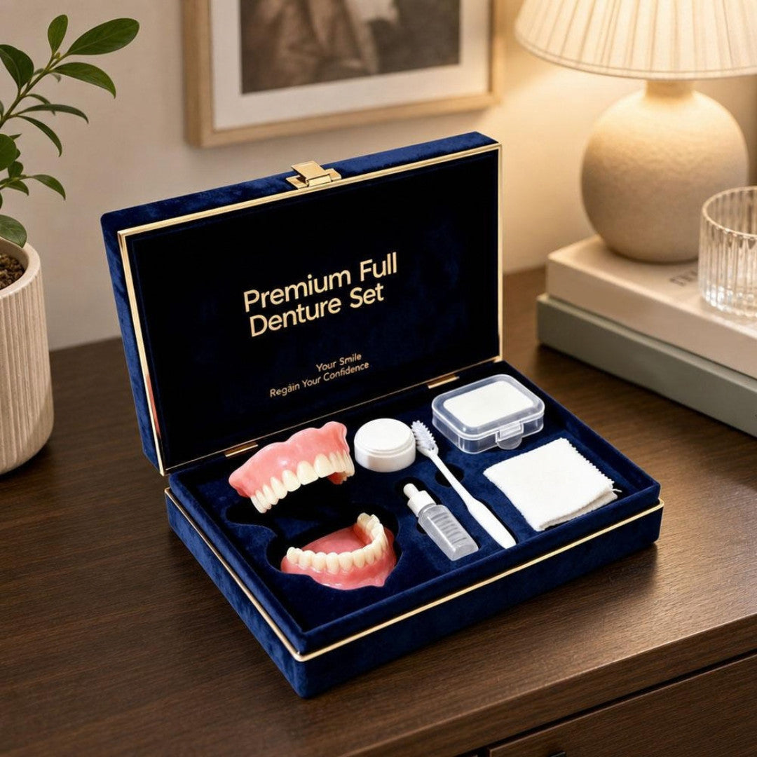 Silicone Denture Kit Upper & Lower False Teeth Set - Temporary Cosmetic Smile