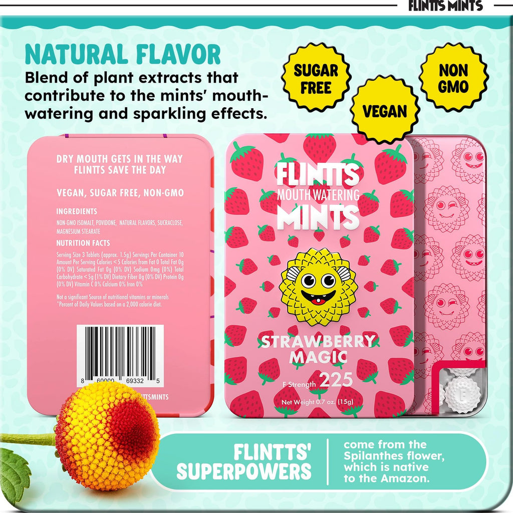Flintts Sugar-Free Mouthwatering Mints for Dry Mouth Relief - Travel Pack