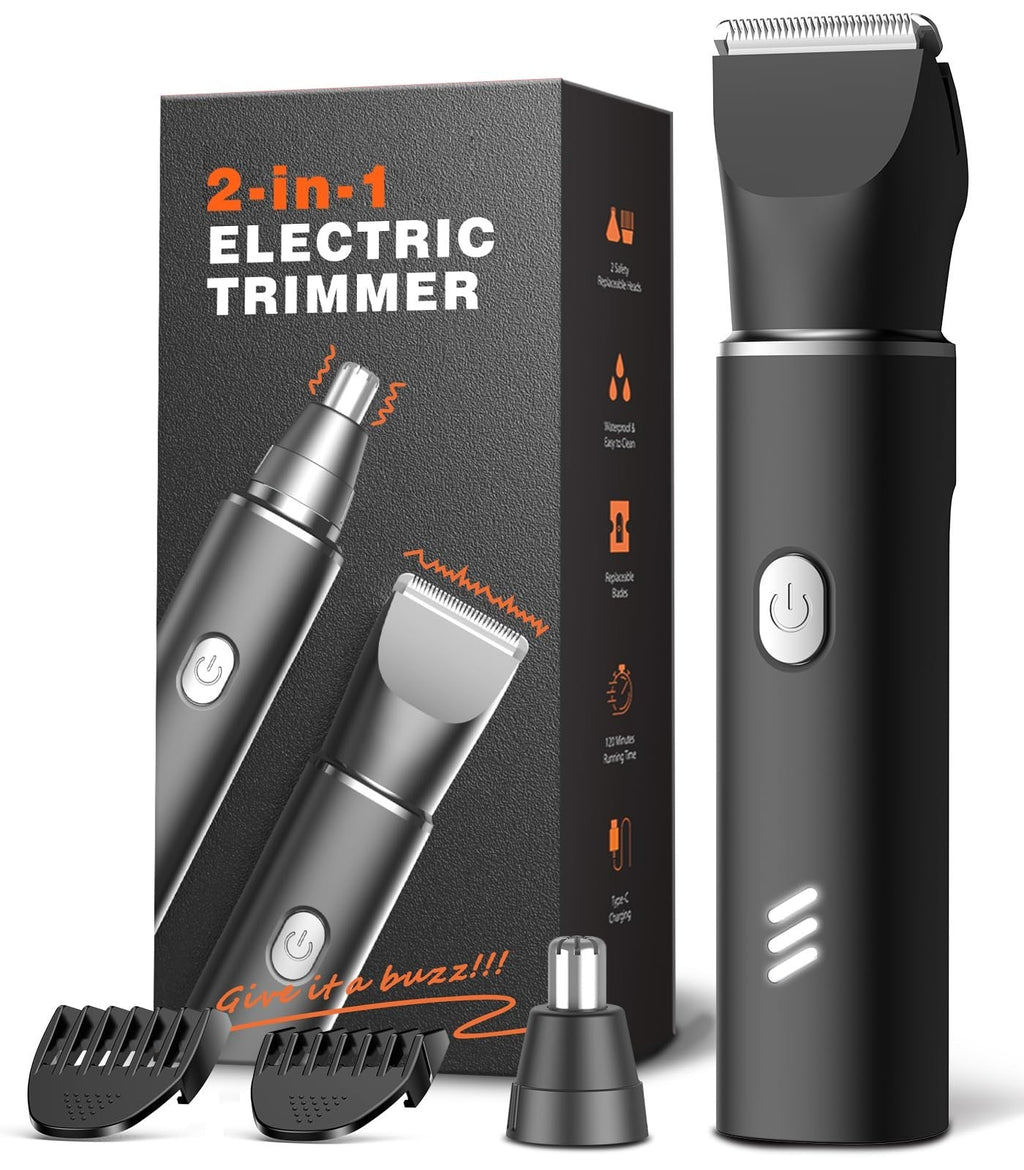 Waterproof Body Hair Trimmer for Men - Rechargeable Electric Grooming Razor for Groin, Chest, & Body
