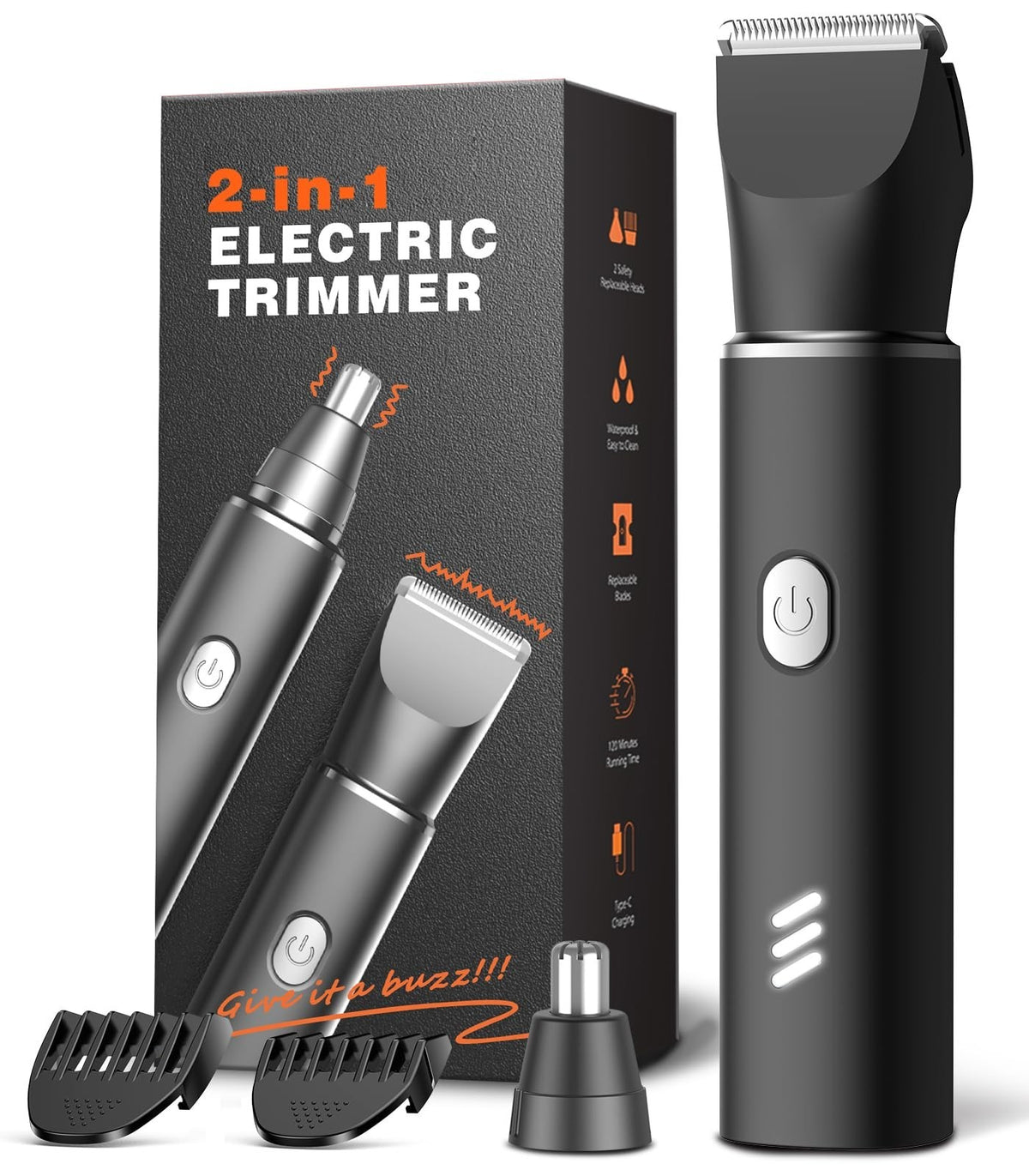Waterproof Body Hair Trimmer for Men - Rechargeable Electric Grooming Razor for Groin, Chest, & Body