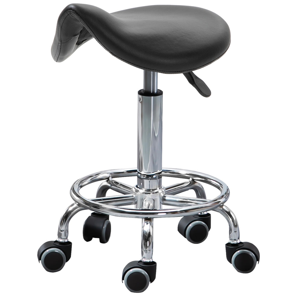 Adjustable Rolling Saddle Stool for Salon Spa Massage Black