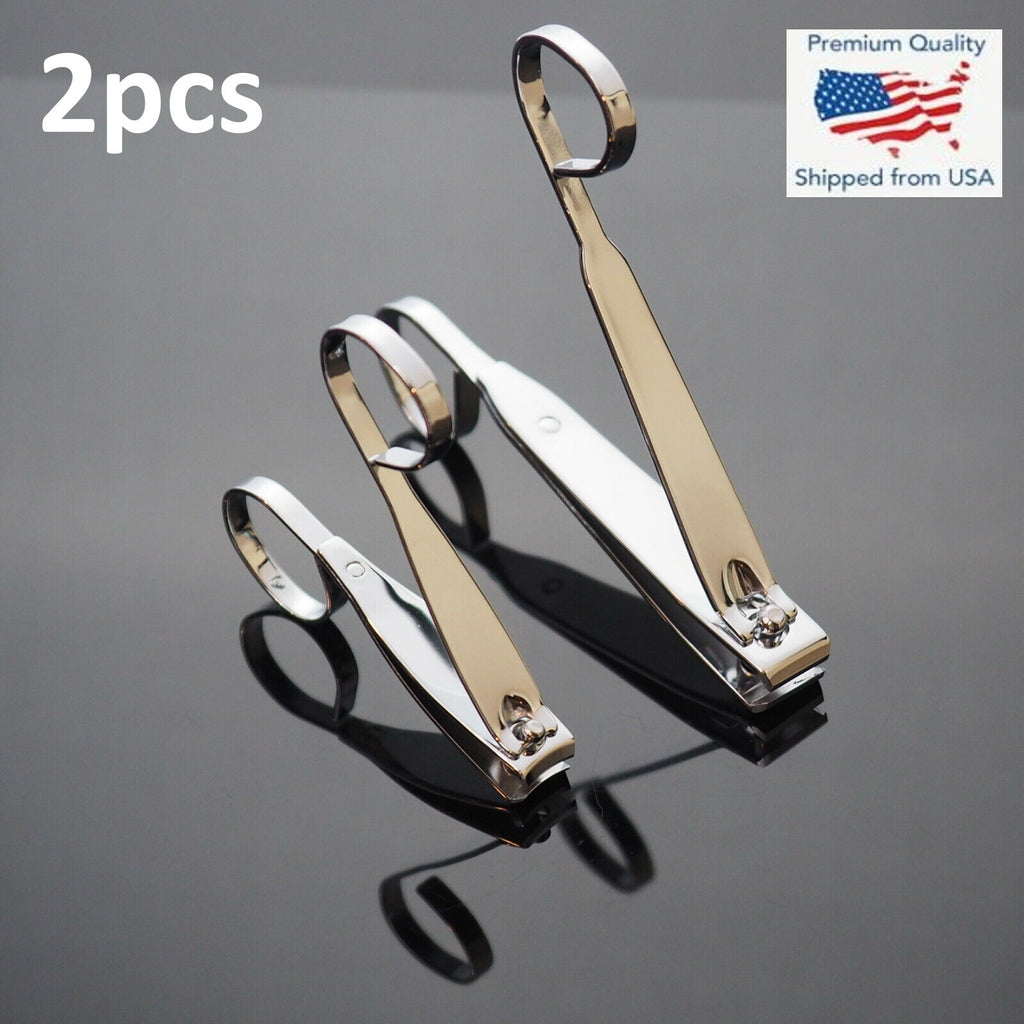 Stainless Steel Toe and Finger Nail Clippers Set - Large & Small EZ Grip Handles