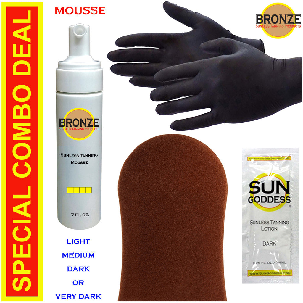 Sunless Self Tanning Foam Mousse with Mitt & Gloves - 7 oz - All Shades
