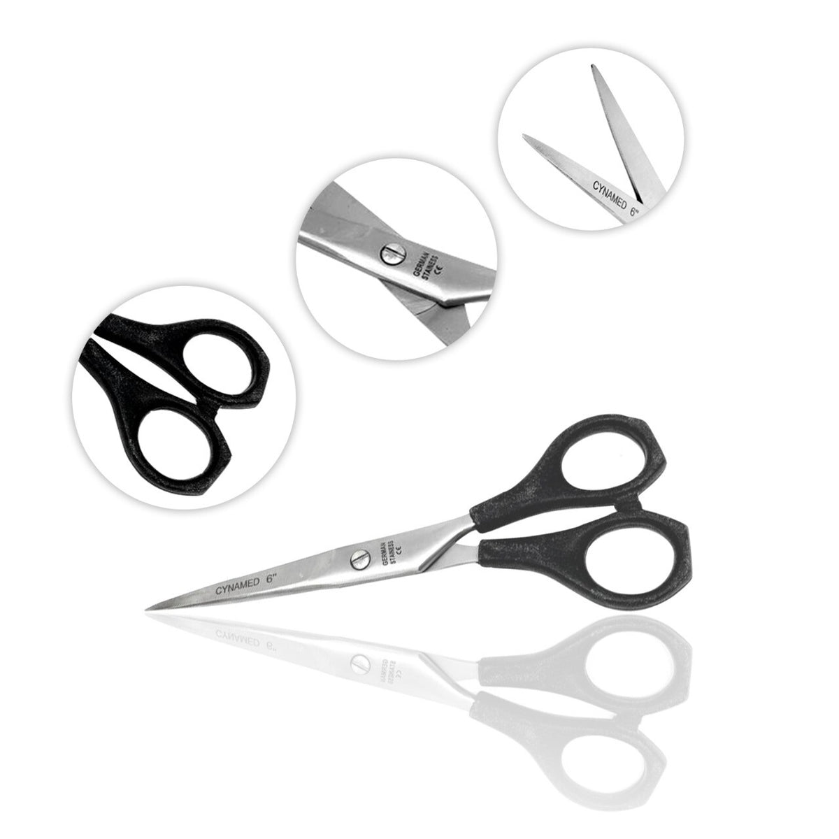 6in Professional Hair Cutting Scissors Barber Shears with Plastic Handle