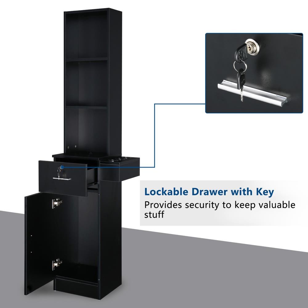 Salon Wall Mounted Storage Cabinet with Lockable Drawers & Shelves for Hairdressing Equipment