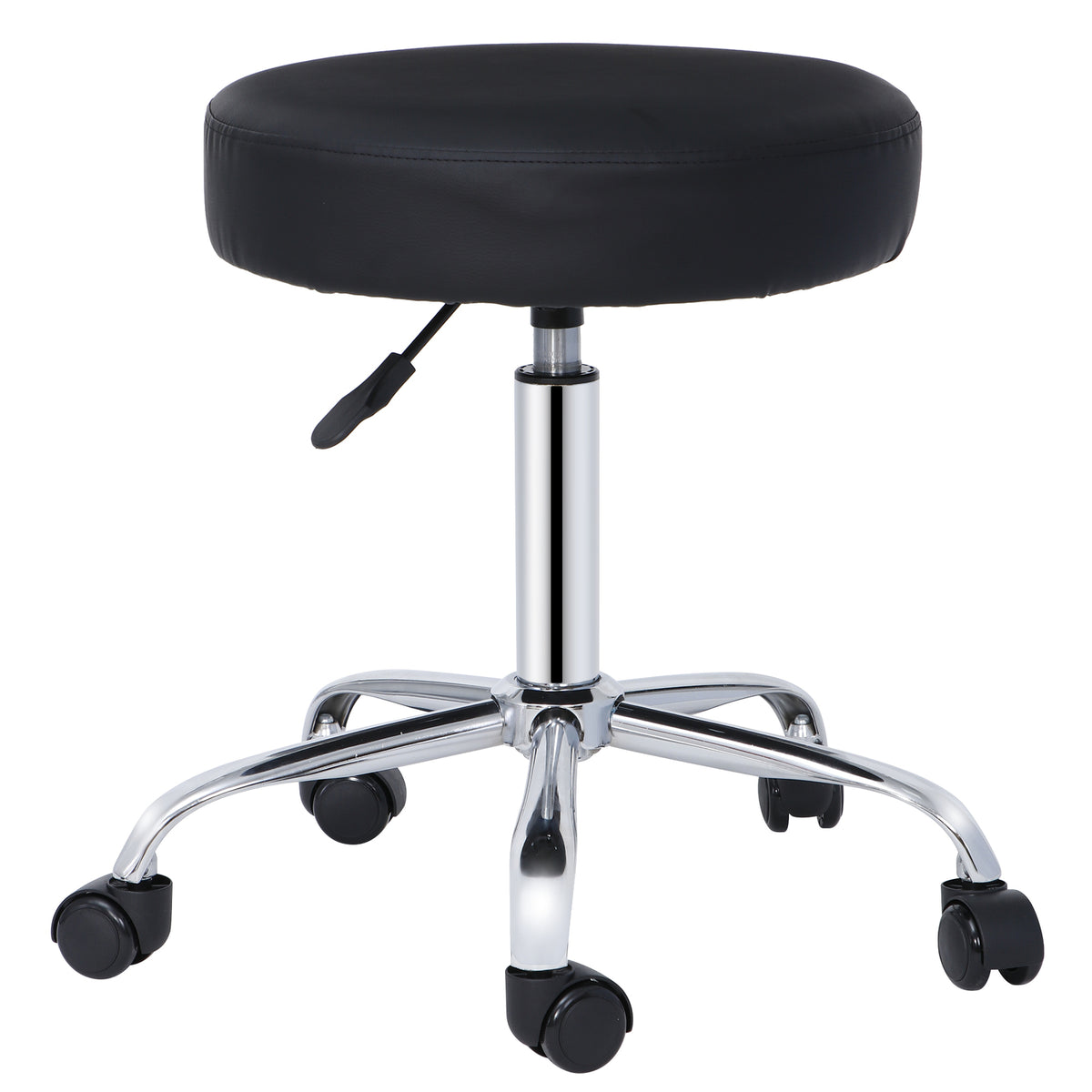 Adjustable Black PU Leather Salon Stool with Swivel & Gas Lift