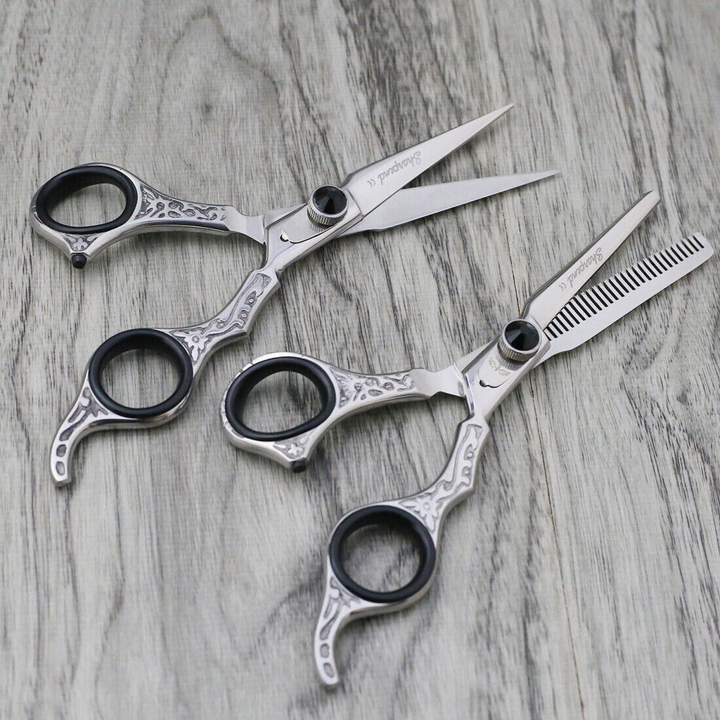 Professional Hair Cutting & Thinning Scissors Set with Razor and Pouch