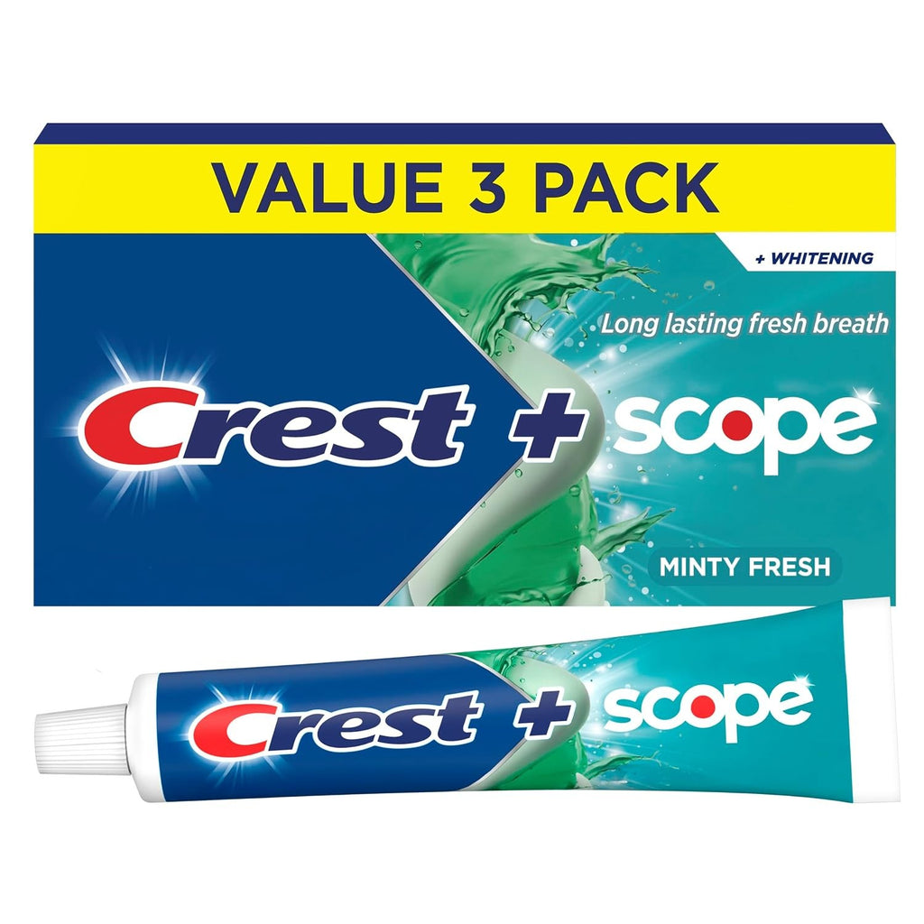 Crest + Scope Whitening Toothpaste Pack of 3 - Fluoride Anticavity Mint