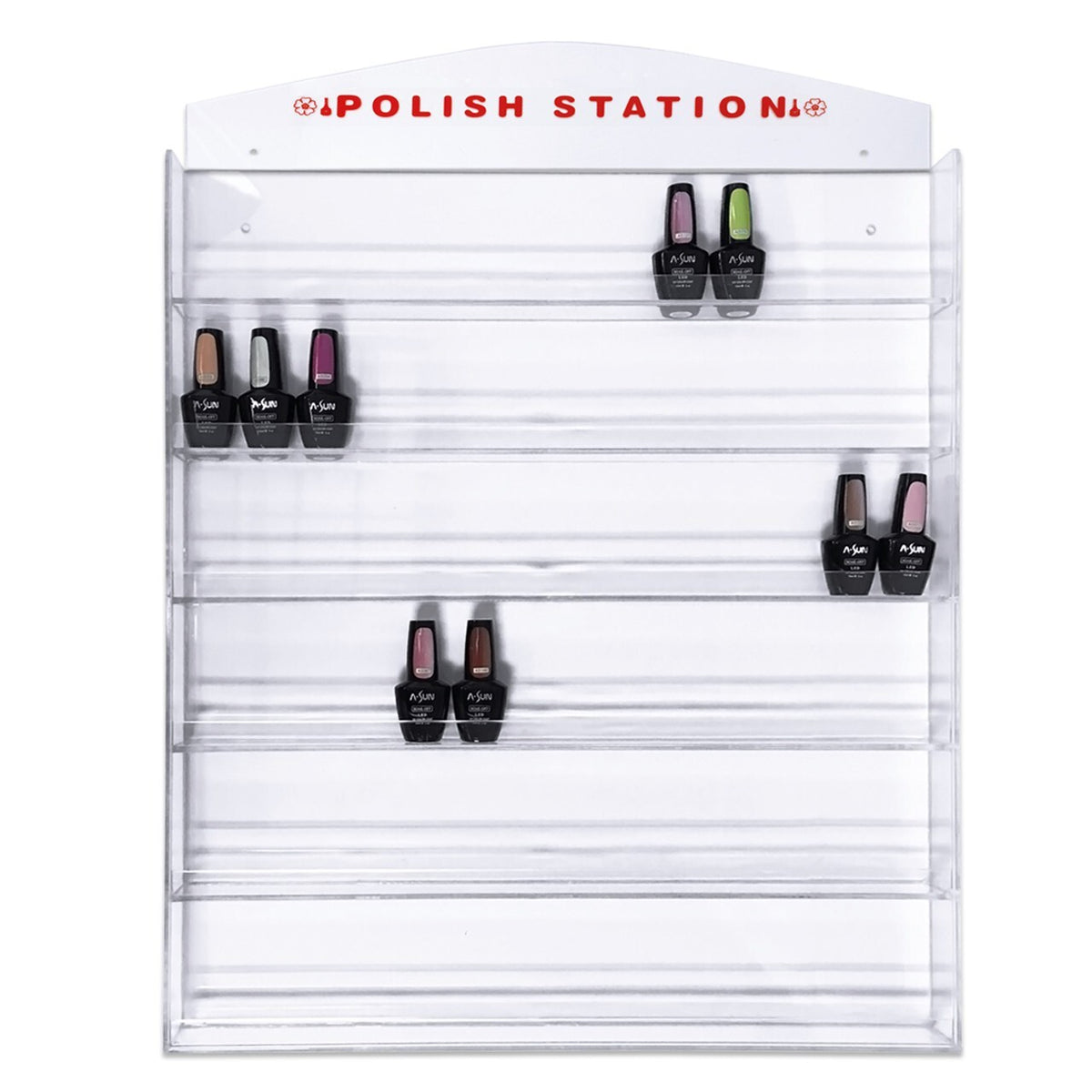 Acrylic Nail Polish Wall Rack Display Holders for 32-96 Bottles with Mirror